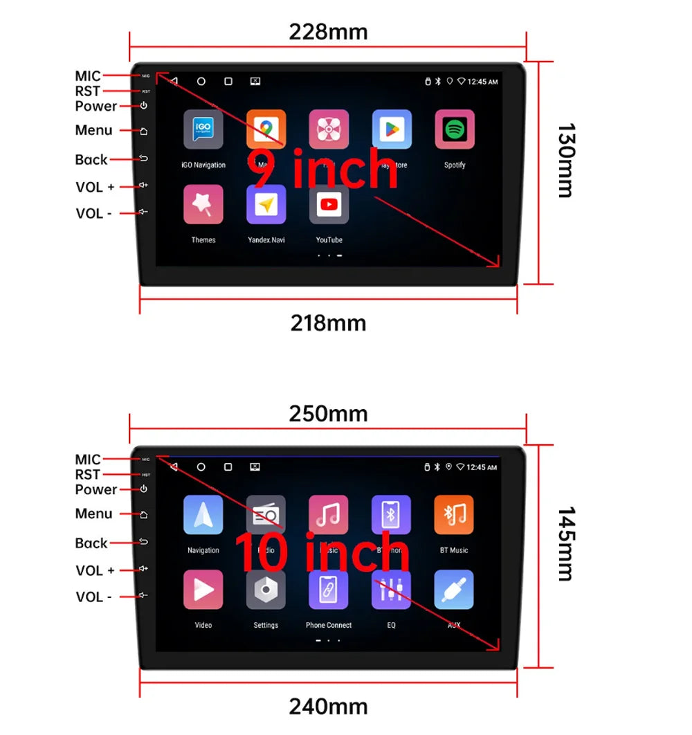 Universal 7"/9"/10“ 2DIN Android 13 4+64G Car Stereo Carplay Android Auto GPS Navigation Bluetooth FM RDS Radio WIFI Touchscreen