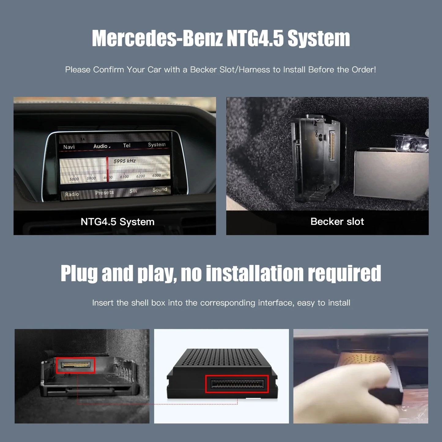 Wireless Carplay Decoder For Mercedes Benz A B C E CLA GLA GLK ML Sprinter NTG4.5 Becker Module Android Car Navigation