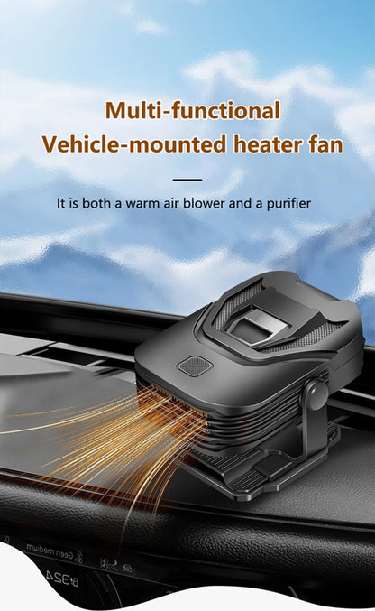2-in-1 12V 200W Car Heater Defroster 360° Rotating Portable Windshield Heater Fast Frost/Fog Removal for All Vehicles