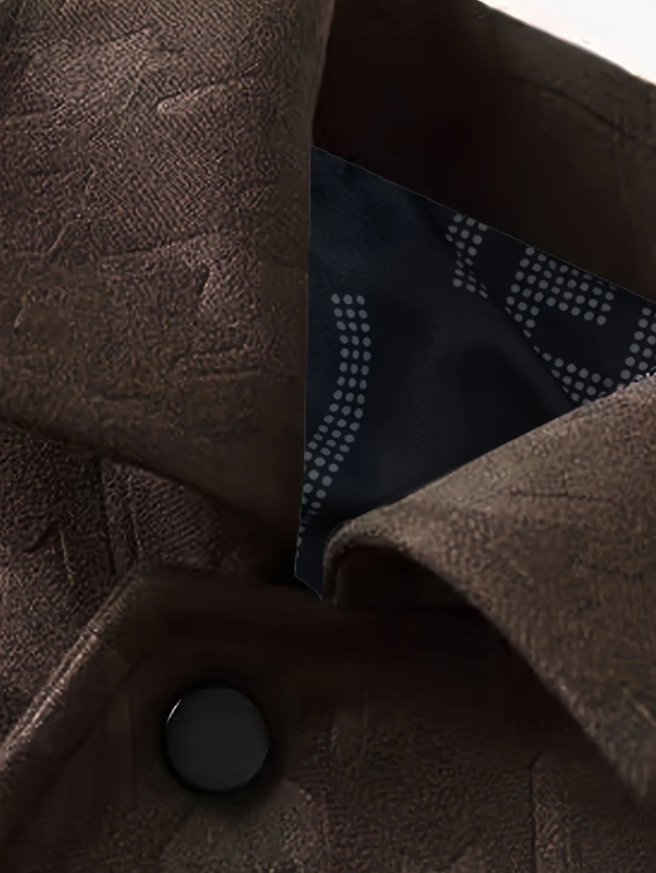 Houndstooth Business Men's Leather Jacket Pu Lapel Multi-Flap Pocket Pants