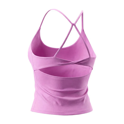 SEEKSUC Women's New Sports Yoga Vest Bras Cross Straps Beautiful Back High Elasticity Breathable Gym Fitness Leisure Tops