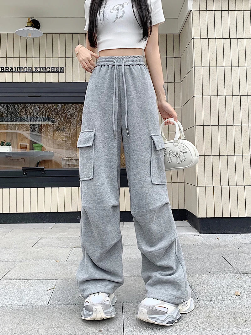 American Drawstring Design Cargo Pants Women Fashion Hip-hop Streetwear Woman Trousers New 2024 Summer All-match Cargo Pants