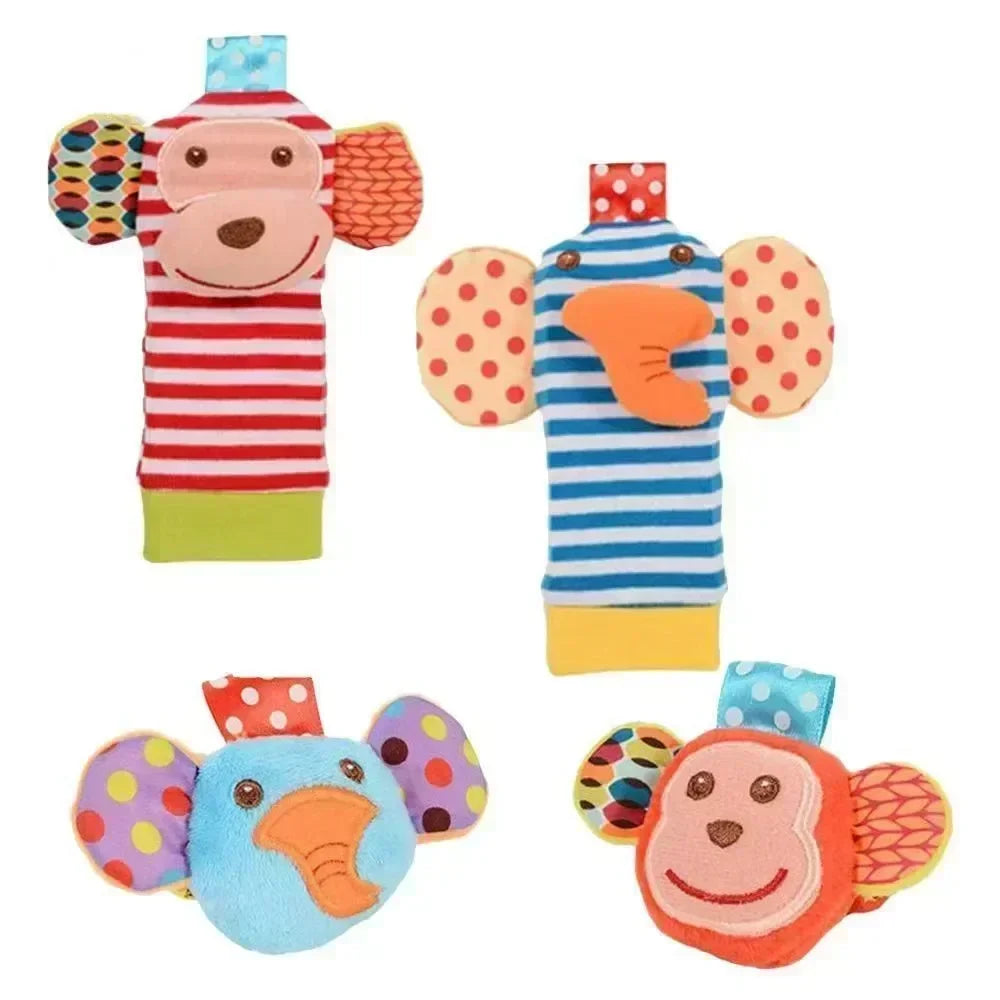 0-12 Months Baby Rattles Toys Animal Socks Wrist Strap +Rattle Baby Foot Socks Bug Wrist Strap Toddler Socks Pacifier Toys