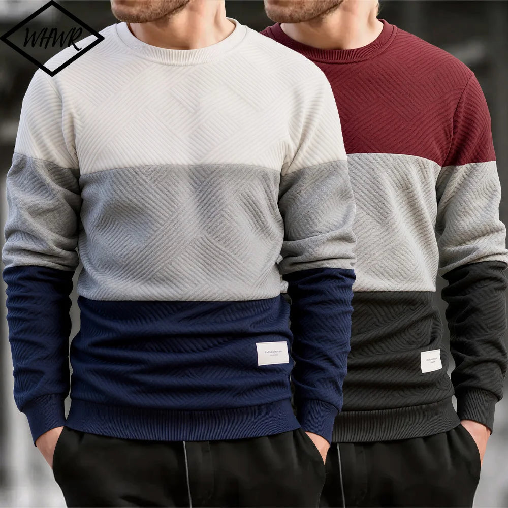 Autumn Winter Men's Crew Neck Pullover Casual Thicker Sweatshirt Long Sleeve Warm Slim Knitted Sweaters Streetwear Men Clothing