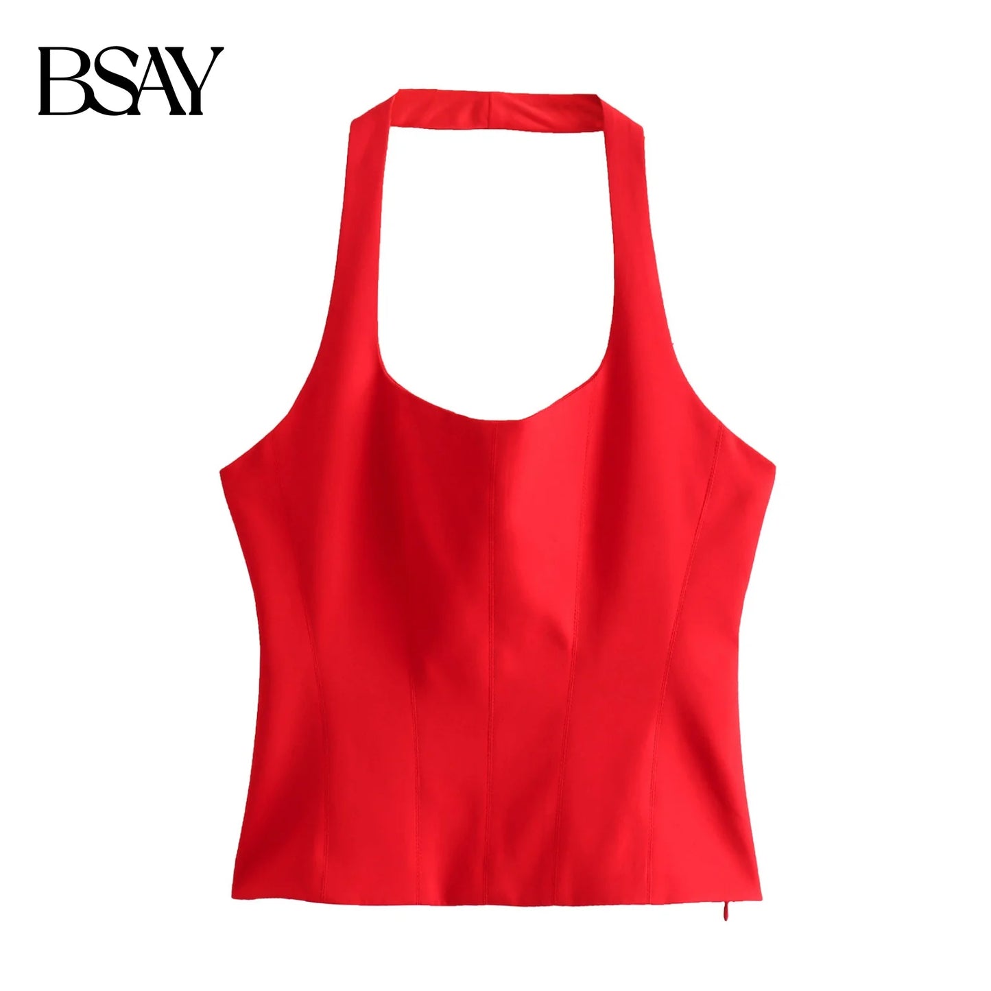 BSAY Women Fashion Summer White Halter Backless O-neck Comfortable Sling Crop Top Chic Female Sexy Streetwear Vest Mujer