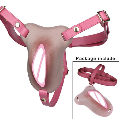 ANOSX Multi-functional Vagina Pad Silicone Chastity Cage Imitation Clitoral Pants Penis Sleeve With Urethra Hole Sex Toy For Men