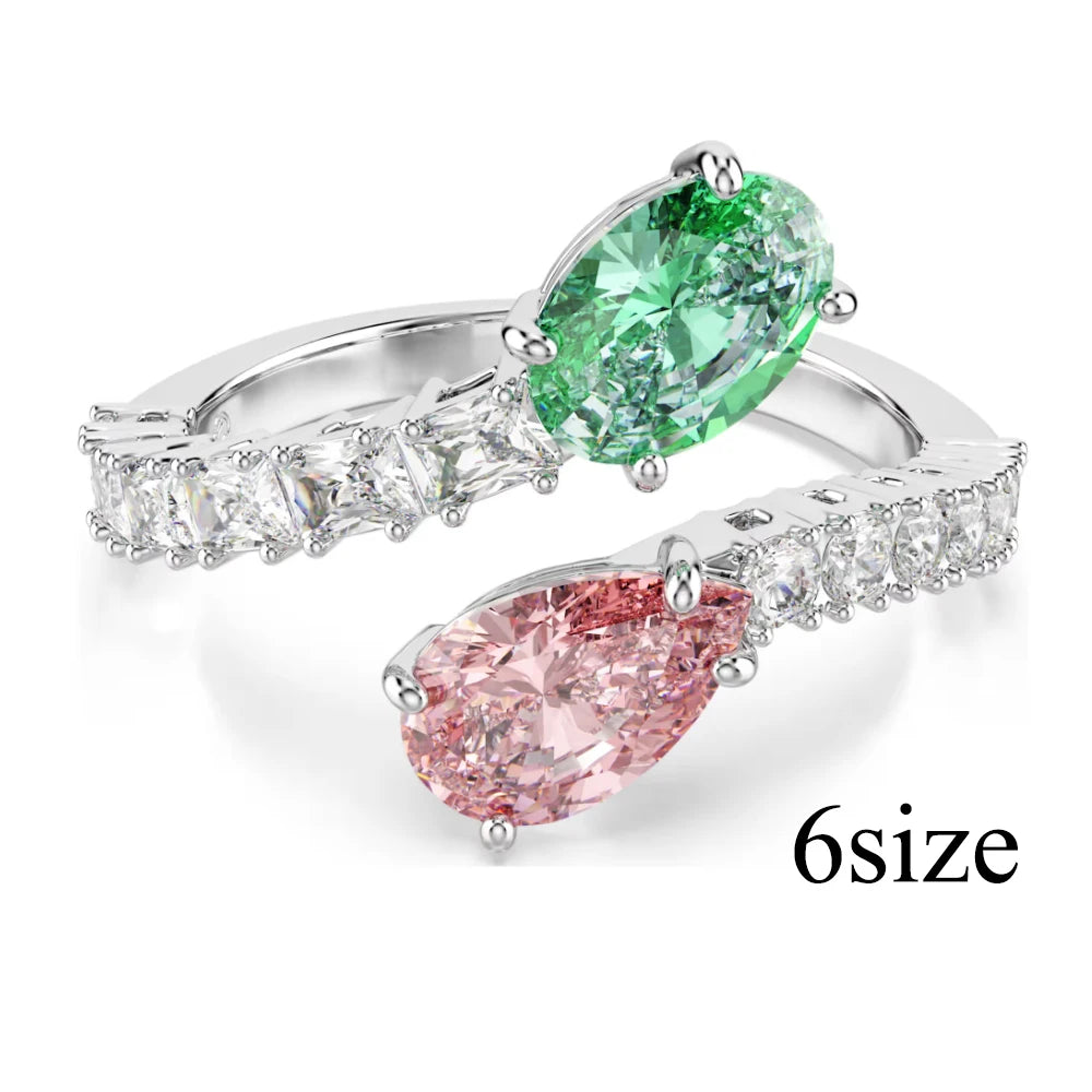 New Cross Diamond Fashion Color Crystal Mixed Cut Open Ring