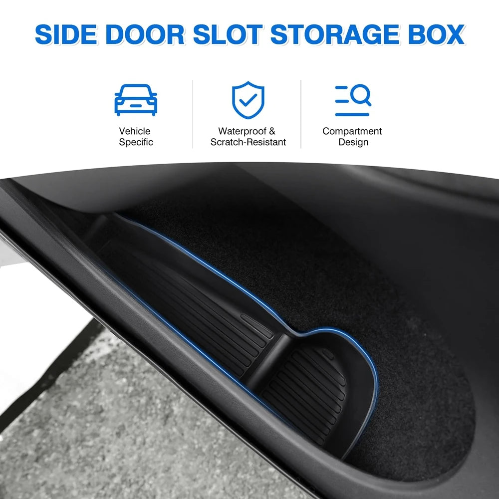 New Door Side Storage Box Front Rear Door Handle Armrest Tray Organizer for 2026 2025 Tesla Model Y Juniper Model 3 Model YL Y L