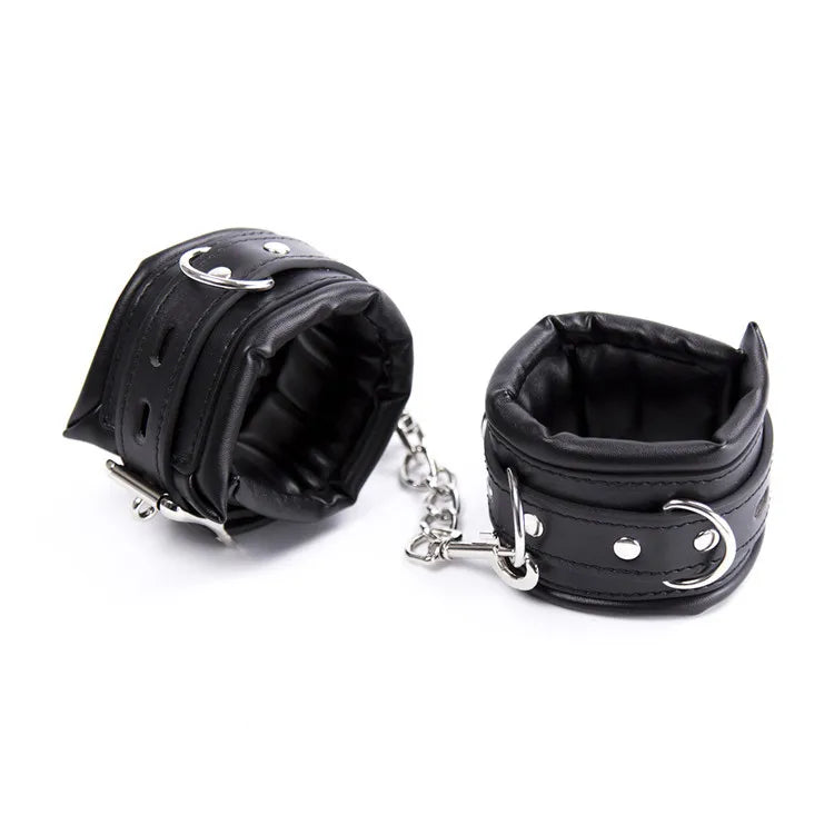 Adjustable Stainless Steel Spreader Bar Set Padded Leather  Kit Adjustable Collar Handcuffs Ankle Cuffs Restraints BDSM Adult