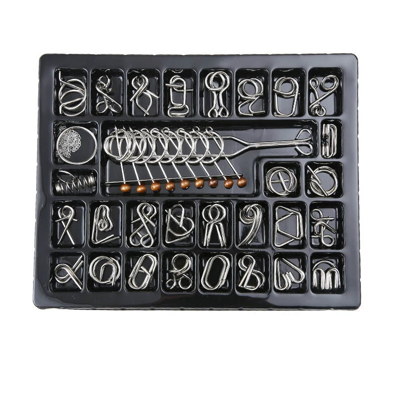Classical Difficulty Metal Wire Brain Teaser Solution Nine Ring Puzzle IQ Test Problem Solving Toys For Adults Kids Boys Girls