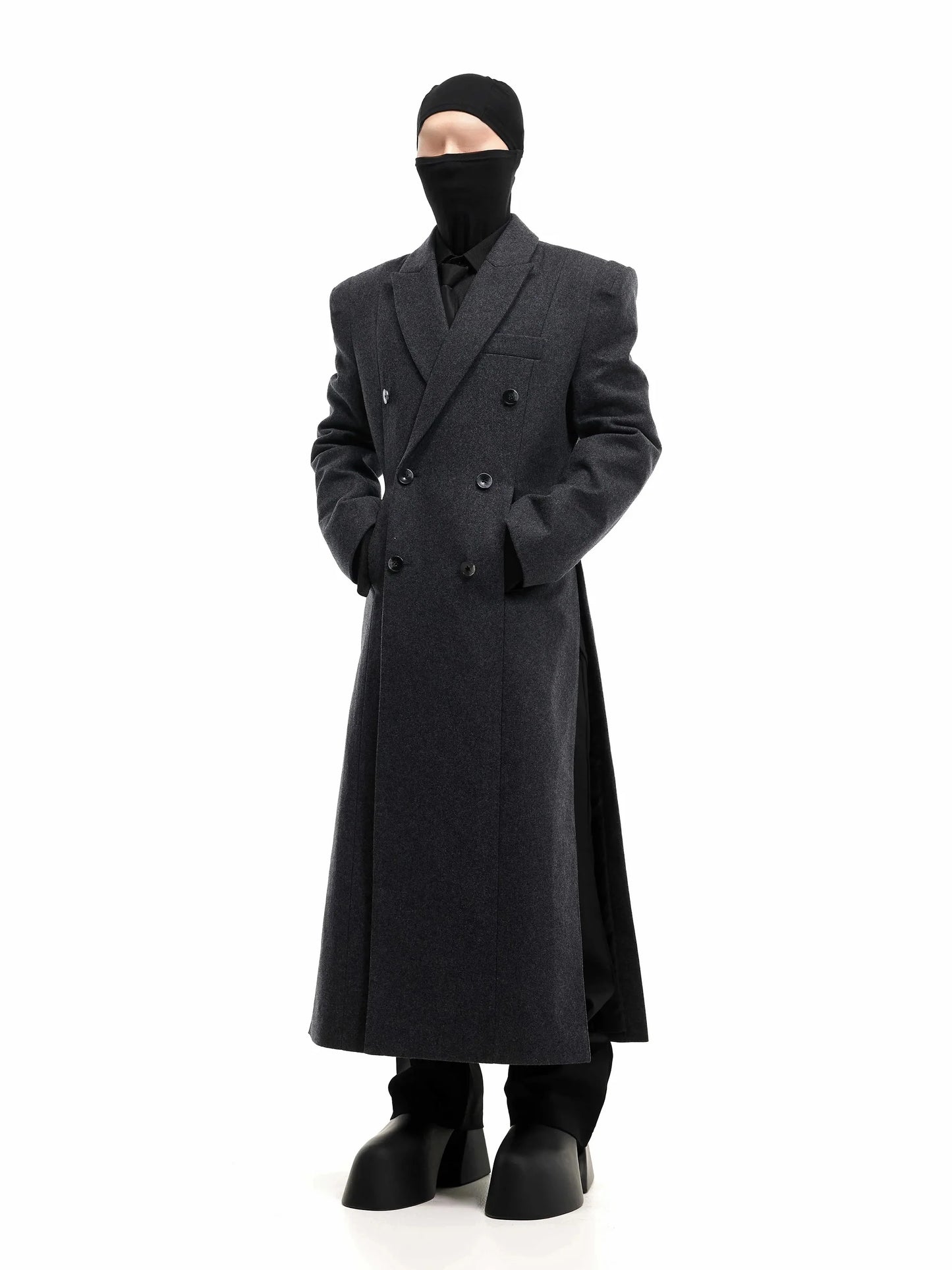Mauroicardi Autumn Winter Long Warm Thick Fitted Black Wool Blends Coat Men Shoulder Pads Elegant Luxury Woolen Overcoat 2025