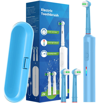 Rechargeable Electric Powered Toothbrush with 3 Modes, Travel Case & Smart Timer, Compatible with Oral B Pro Series Brush Heads