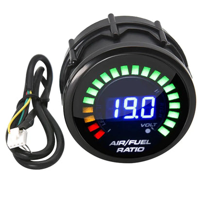 2'' 52mm Air Fuel Ratio Gauge 2 In 1 Voltmeter AFR Car Gauge Can Be Paired With Narrowband O2 Oxygen Sensor Fit for 12V Vehicle