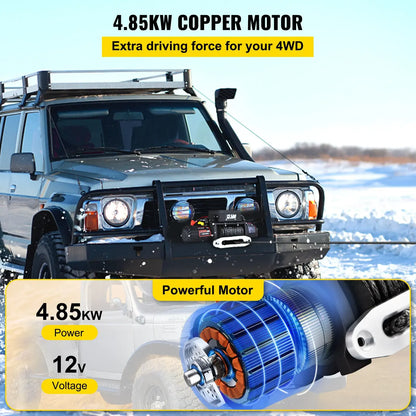 SIHAO 13500LBS Electric Truck Winch 12v Electric Winch ATV Synthetic Rope 27M with Remote Control for 4X4 Car Trailer ATV Truck