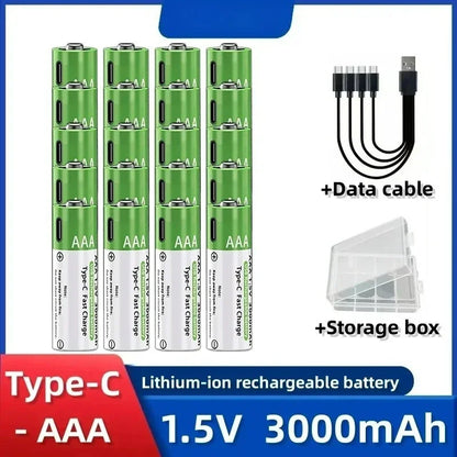 2025NEW Lithium-Ion Battery Type-C Rechargeable High-Capacity Battery AA&AAA Battery For remote control, mouse, electric toys