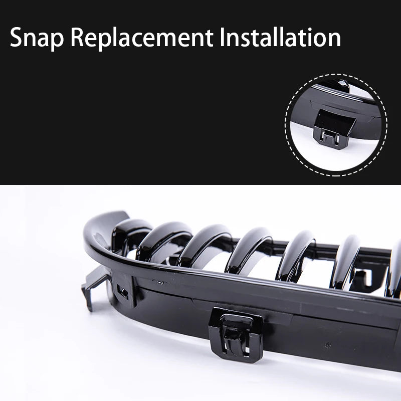 Pulleco For BMW 3 Series E90 E91 323I 328I 335I 330I 325I Car Front Grille Racing Grill  Single  2005-2008 Gloss Black Grille