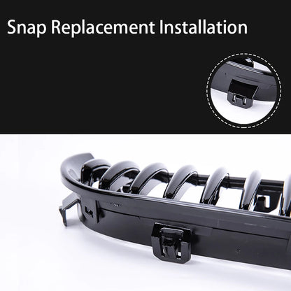 Pulleco For BMW 3 Series E90 E91 323I 328I 335I 330I 325I Car Front Grille Racing Grill  Single  2005-2008 Gloss Black Grille