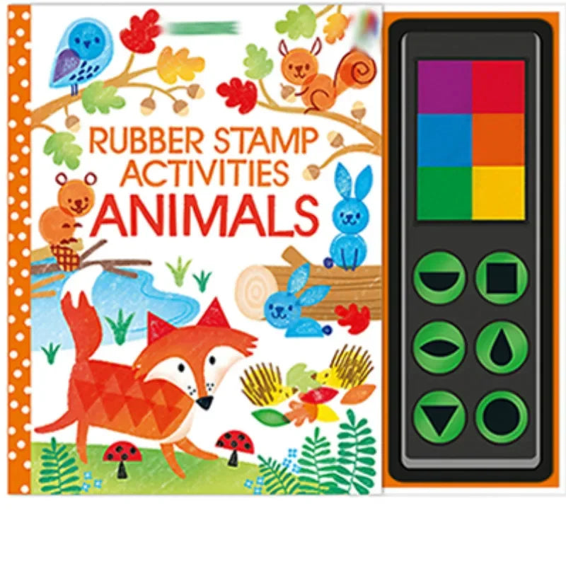 Children Fingerprinting Books with Rubber Stamps Ink Pad kids Activities Doodling Book Animal Garden Kindergarten DIY Craft Toy
