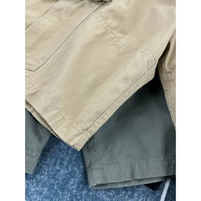 American Retro Workwear Shorts Men Summer New Street Tough Guy Trendy Brand Loose Multiple Pockets Five-Quarter Pants Mid-Term