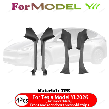 For Tesla Model YL 2026 TPE Front Rear Door Sill Protector Threshold Strip Waterproof Anti-kick Guard Panel Interior Accessories