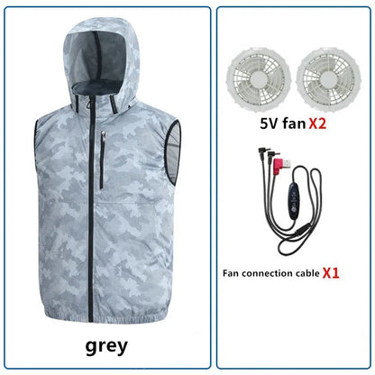 New Heatstroke Prevention And Cooling Sleeveless Coat Outdoor Fishing Construction Site Work With Fan Vest(Excluding Power Bank)