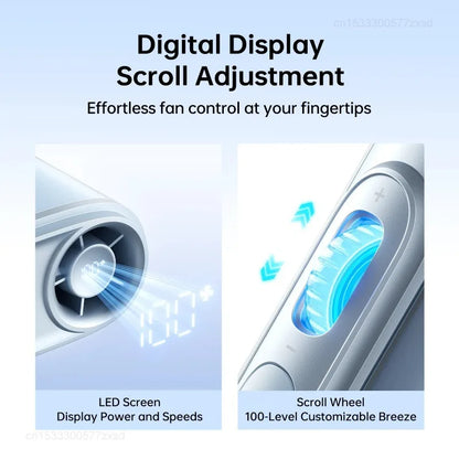 JISULIFE Portable Neck Fan 4500mAh Battery with 100 Wind Speed Wearable Waist Fan with LED Display Ultra-Lightweight Fashion fan