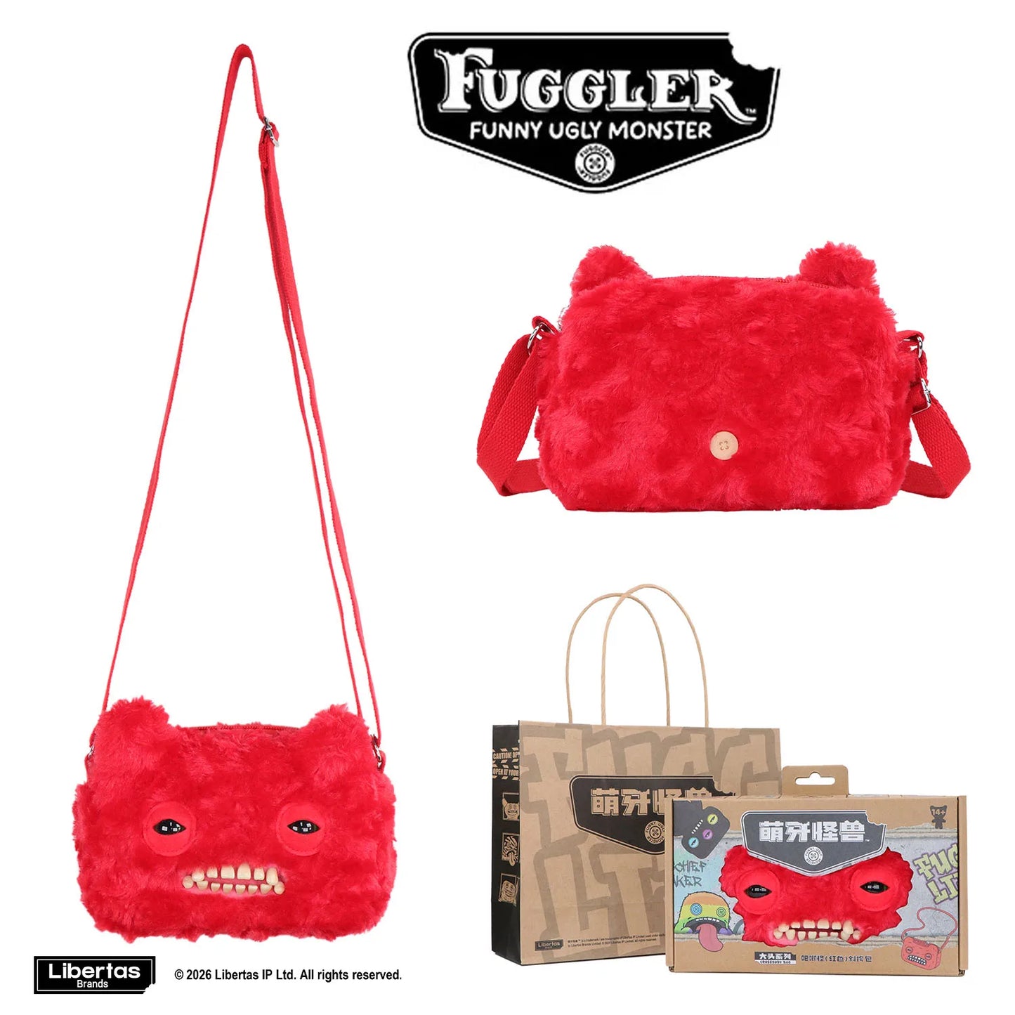 Fugglers Ugly Tooth Monster Fluffy Crossbody Bags Cute Fugg Plush Purse Shoulder Backpack Wallet Girls Boys Cartoon Animal 22CM
