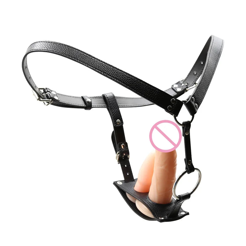 Sex Shop Butt Plug And Dildo Harness Belt Erotic Leather Chastity Device Sex Toys For Lesbian Women Underwear Pants