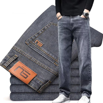 New Men Snow Warm Plush Fleece Jeans Male Daily Youthful Vitality Fashion Loose Straight Denim Pants Thermal Dark Gray Trousers