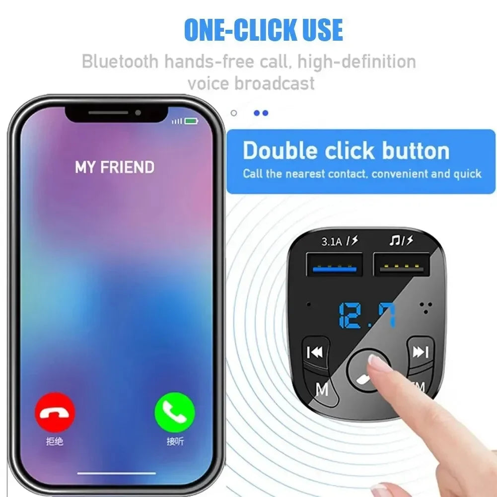 1-10Pcs Car Bluetooth Audio MP3 Player 3.1A Fast Charging Dual USB Car Charger Adapters Bluetooth FM Transmitter Receiver
