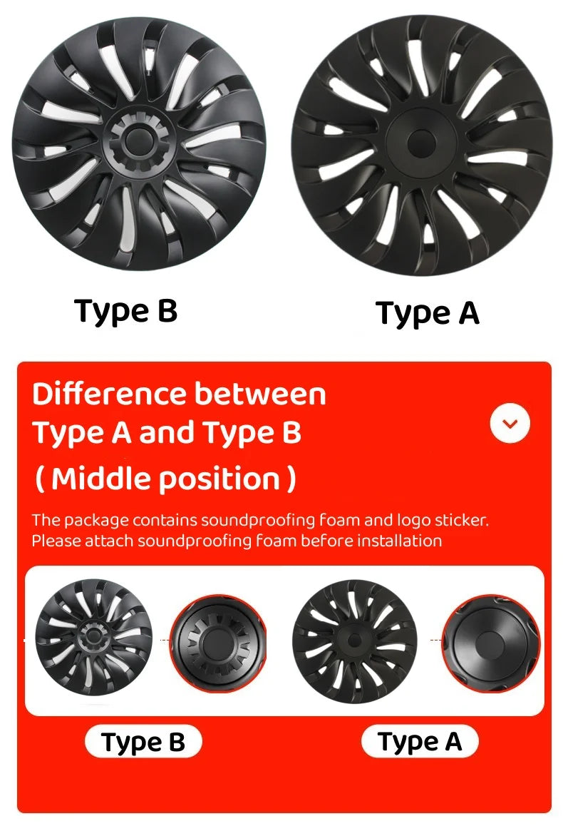 4PCS 19 Inch Hub Cap for Tesla Model Y 2024  Performance Replacement Wheel Hubcap Right&Left Wheel Cap Full Rim Cover Accessorie