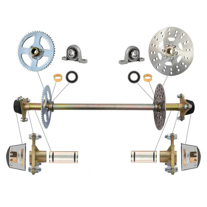 TDPRO Karting Accessories Go Kart DIY Rear Axle Assembly Wheel Hub Kit with 2pcs 4.10-6 Wheels For Mini Kids ATV QUAD Buggy
