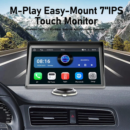 7" / 9" Portable Wireless Carplay Android Auto Car Radio Multimedia Player IPS Touch Screen AUX USB Bluetooth Mirror Link AHD