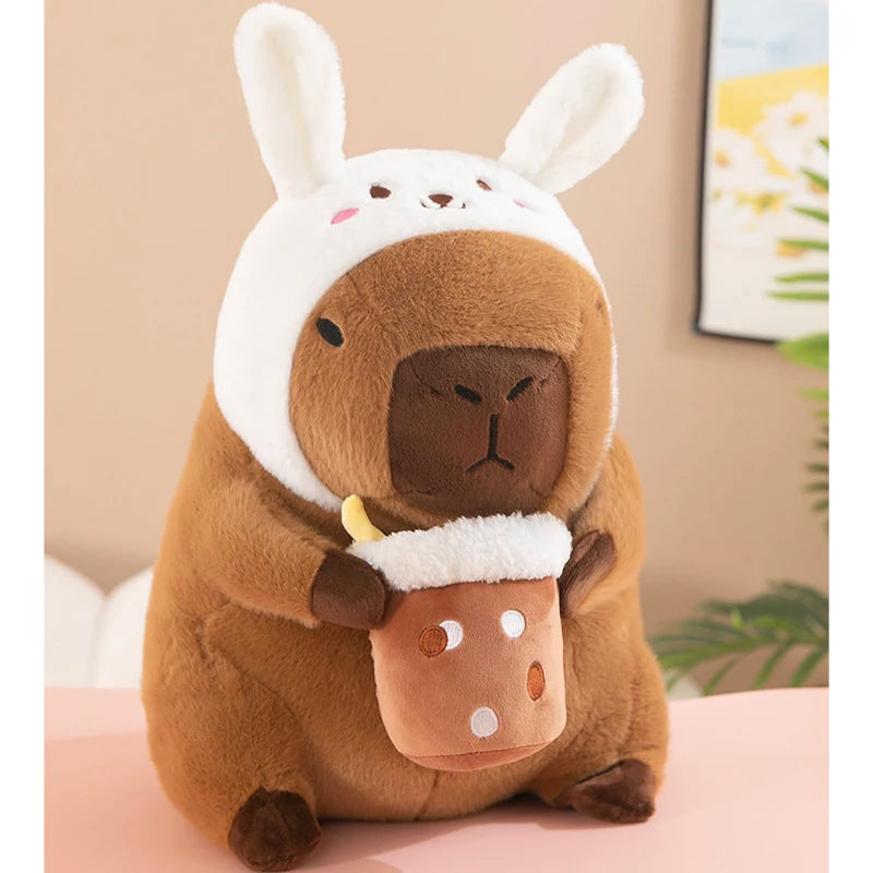 Capybara Plush Toy Simulation Capibara Cosplay Unicorn Dinosaur Dress Boba Bread Fruit Food Decor Birds Bubble Stuffed Animals