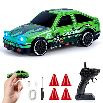 1/64 High Speed Drift RC Car with Light 2.4G 4WD Remote Control Car Mini Racing Model Cars Desktop Full Proportion Cars Gifts