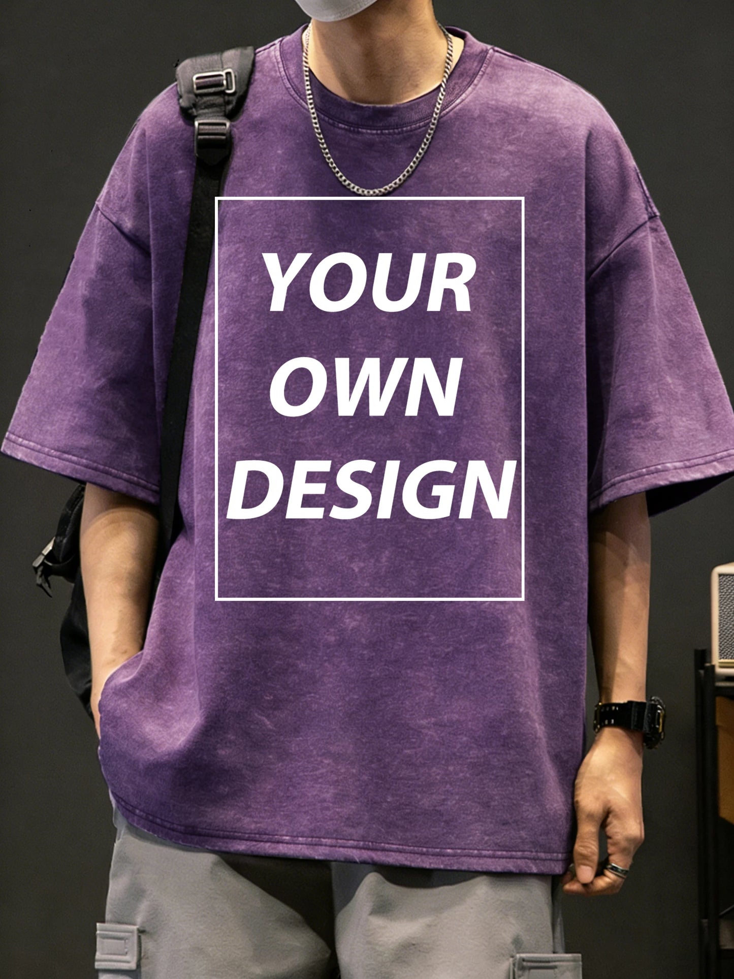 Mens Summer Personalized Pattern Custom Cotton Retro T-Shirts Korean Street Trendy Short Sleeve Breathable Daily Office Team Tee