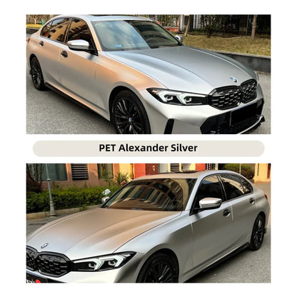 Super Bright Alexandrite Silver Full Car Wrap Vinyl PVC PET Auto Body Sticker Color Changing Film Roll Paint Protection 1.52X18M