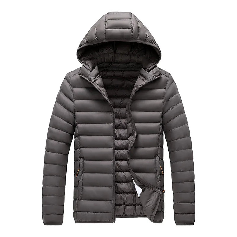 8XL Men's autumn and winter waterproof down jacket, jacket, overcoat, net, hooded casual wear, outdoor wear, hat clothing, men's