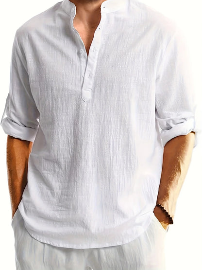 Men's Casual Fashion Long Sleeve Linen Shirt Stylish Comfortable Breathable Men's Clothing