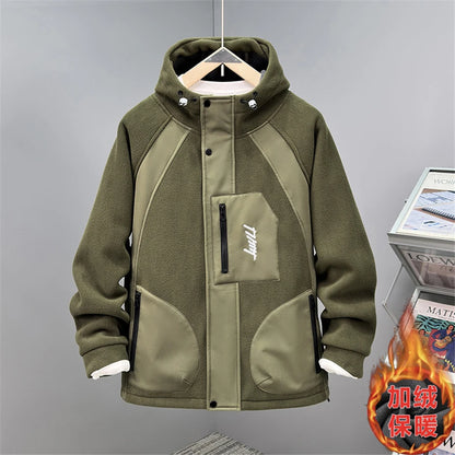 13XL 10XL Plus Size Cargo Jacket Men Autumn Winter Fleece Jacket Coat Male Fashion Casual Patchwork Jackets Big Size 13XL