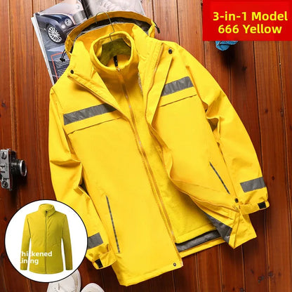 Thickened Fleece Lined Cotton Jacket for Men Work Site Reflective Winter Labor Protection Outerwear Cold Resistant Coat Print...