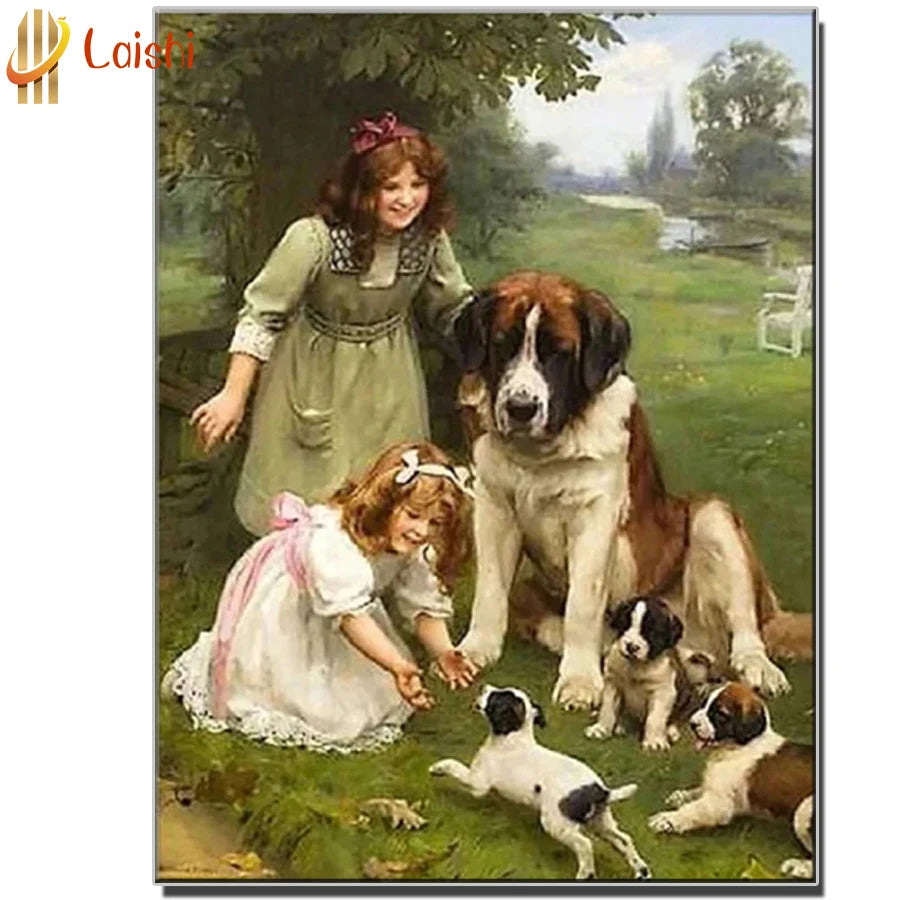 Saint Bernard Diamond Painting for Girls, Square Diamond Embroidery, Cross Stitch, Home Decor Gift, Hot Sale, New