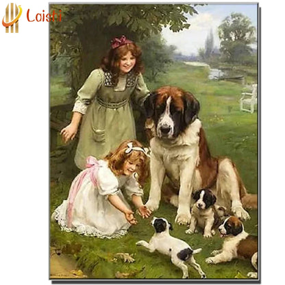 Saint Bernard Diamond Painting for Girls, Square Diamond Embroidery, Cross Stitch, Home Decor Gift, Hot Sale, New
