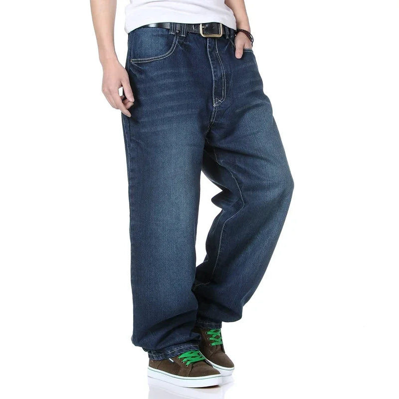 Schinteon Men Demin Pants Baggy Loose Casual Hip Hop Skateboard Streetwear Big Size 46 48 Straight Embroidery Trousers