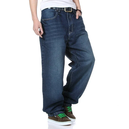 Schinteon Men Demin Pants Baggy Loose Casual Hip Hop Skateboard Streetwear Big Size 46 48 Straight Embroidery Trousers