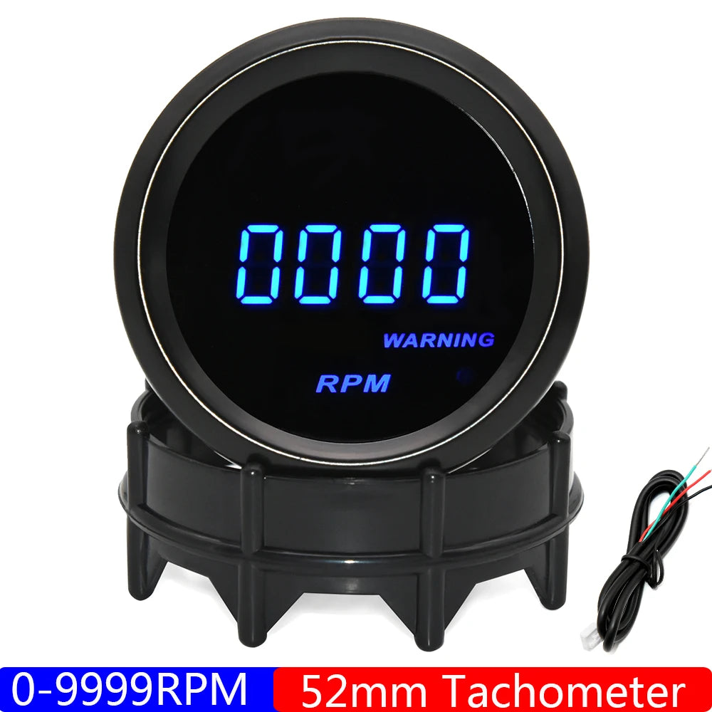 2" 52mm Car Digital Turbo Boost Gauge PSI BAR Water Temp Oil Temp Oil Pressure Gauge Voltmeter EGT Tachometer RPM Gauge Car 12V