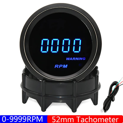 2" 52mm Car Digital Turbo Boost Gauge PSI BAR Water Temp Oil Temp Oil Pressure Gauge Voltmeter EGT Tachometer RPM Gauge Car 12V