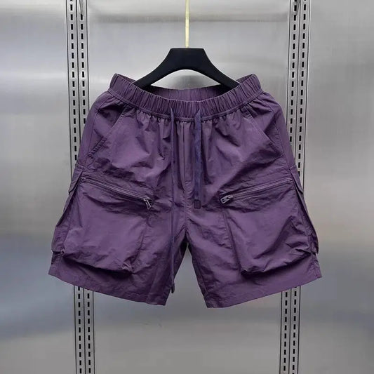 Loose Fit Men's Summer Workwear Shorts Casual Sporty Five Inch Length Trousers Comfortable Breathable Youth Fashion Green