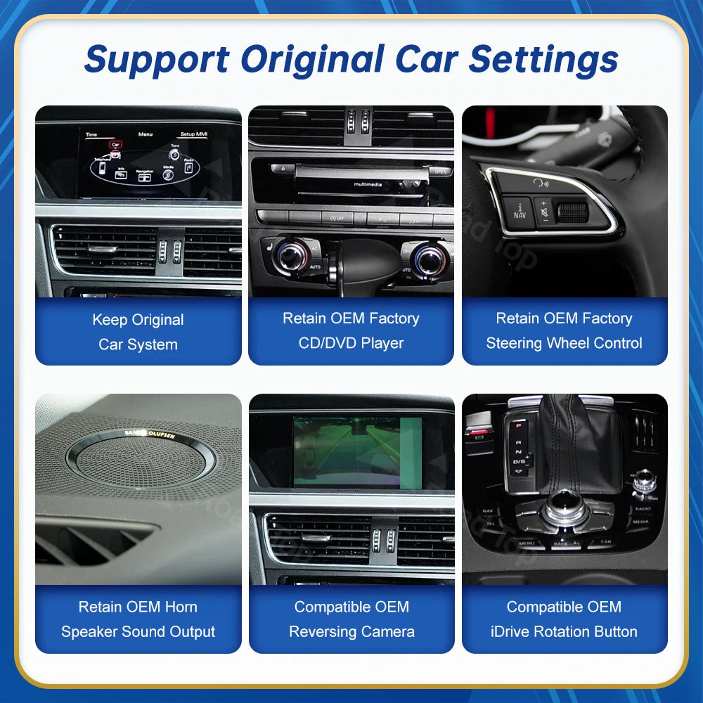 CN Road Top 8.9 12.3'' Touch Screen Multimedia Player Andriod Auto Link For Audi A4 S4 B8 2009-2015 GPS Carplay Display Car Play