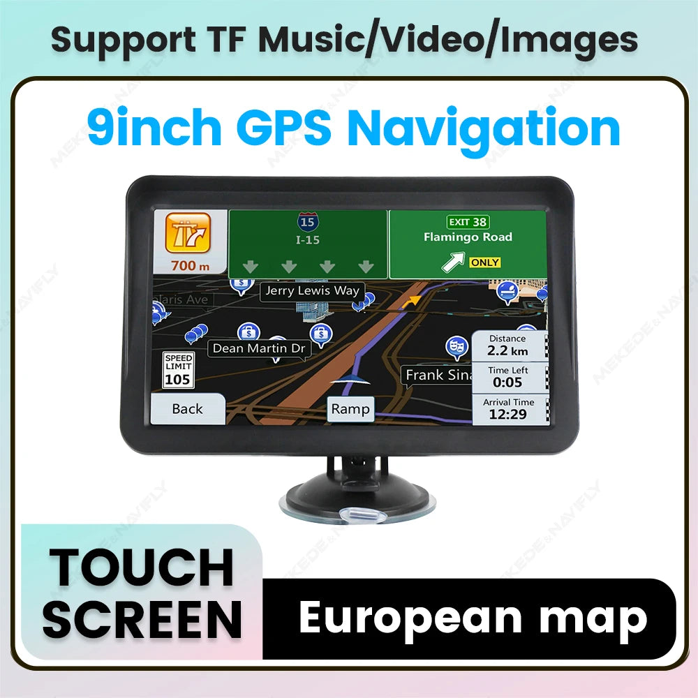 9" Car GPS Navigation HD Touch Screen 2025 NEW European MAP Navigator Truck TF Video Player FM Transmitter Hi-Fi Speaker 2500mah